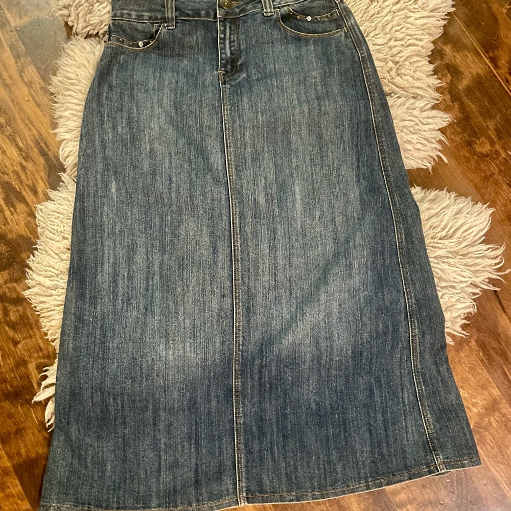 Baccini Blue Denim Maxi Skirt